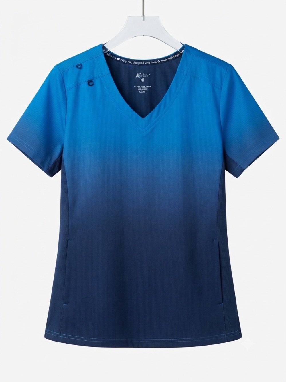 Koi Lite Dobby Style 370-L All Ombre Blue V-Neck Scrub Top - Size XL